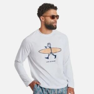 Life Is Good UPF 50 Sunshirt Rashgaurd Surfboard Dude